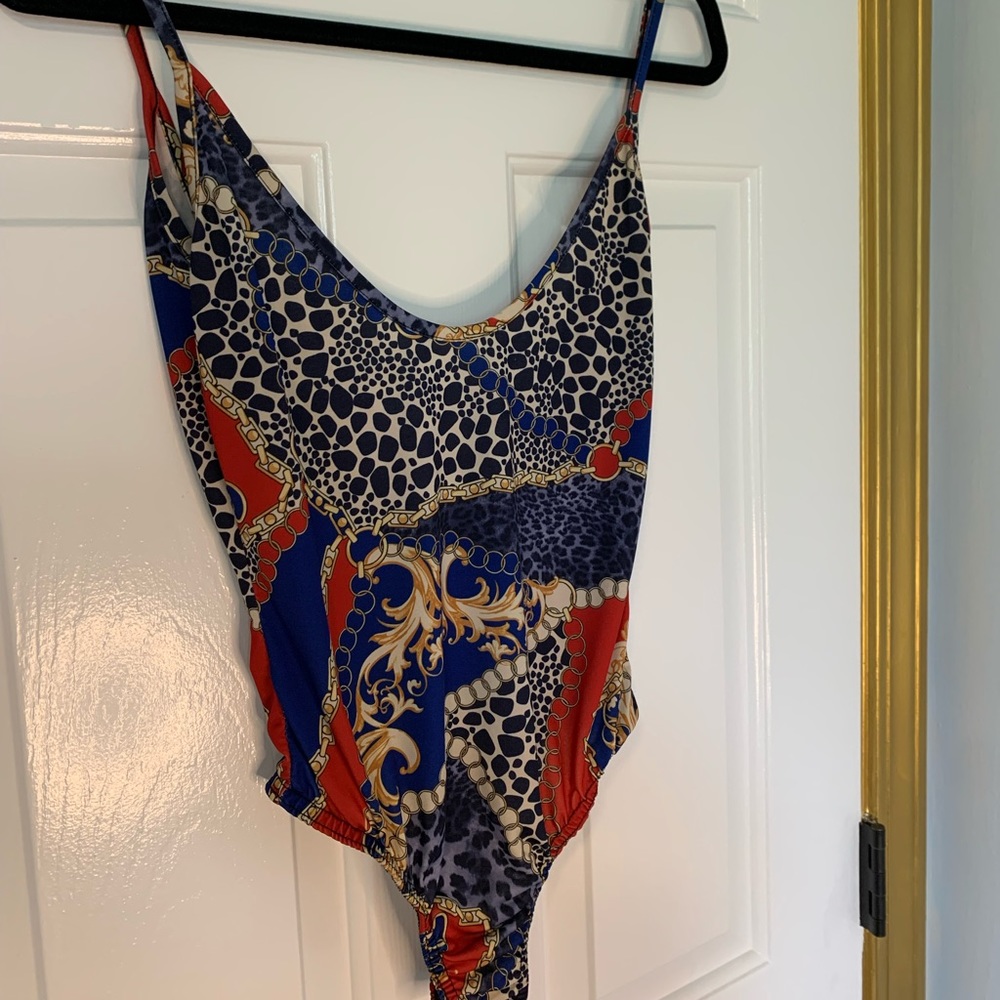 Versace inspired backless body suit